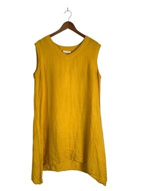 bryn Walker L Sleeveless Mustard Linen Dress